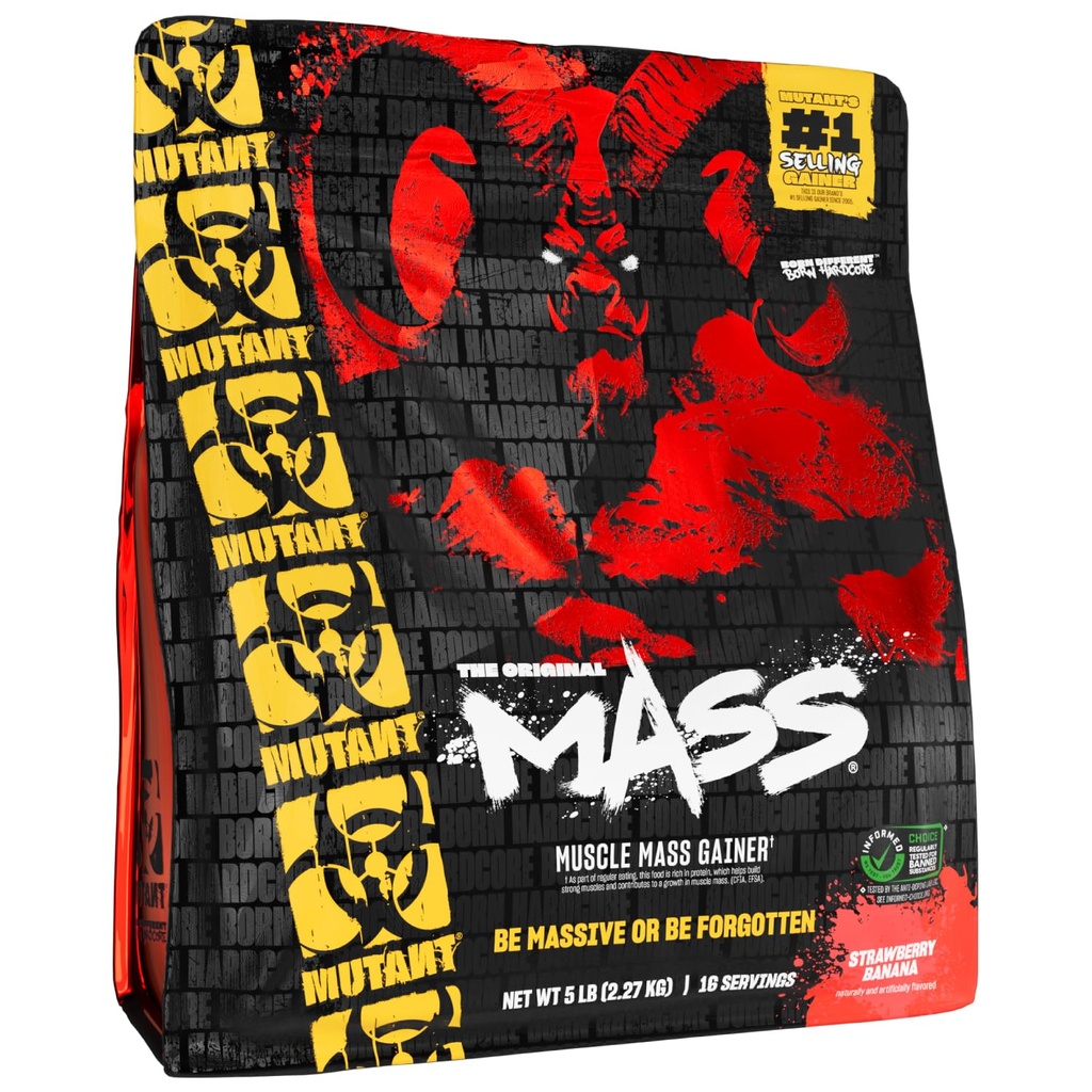 Mutant Mass | משקל Mass Gainer חלבון אבקה - High Calorie חלבון אבקה עבור רווח המונים - Strawberry בננה - 5 פאונד