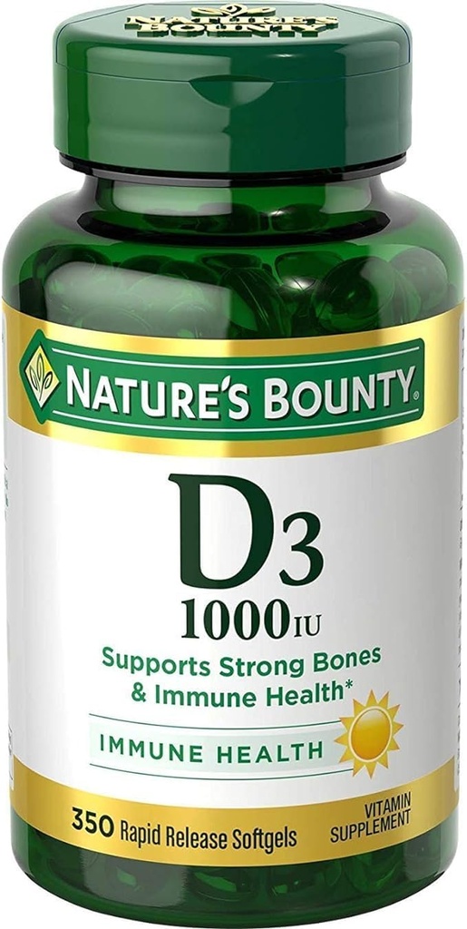 Nature's Bounty Bounty D-1000 IU Dietary תוסף שחרור מהיר Softgels 350 ea (Pack of 2)