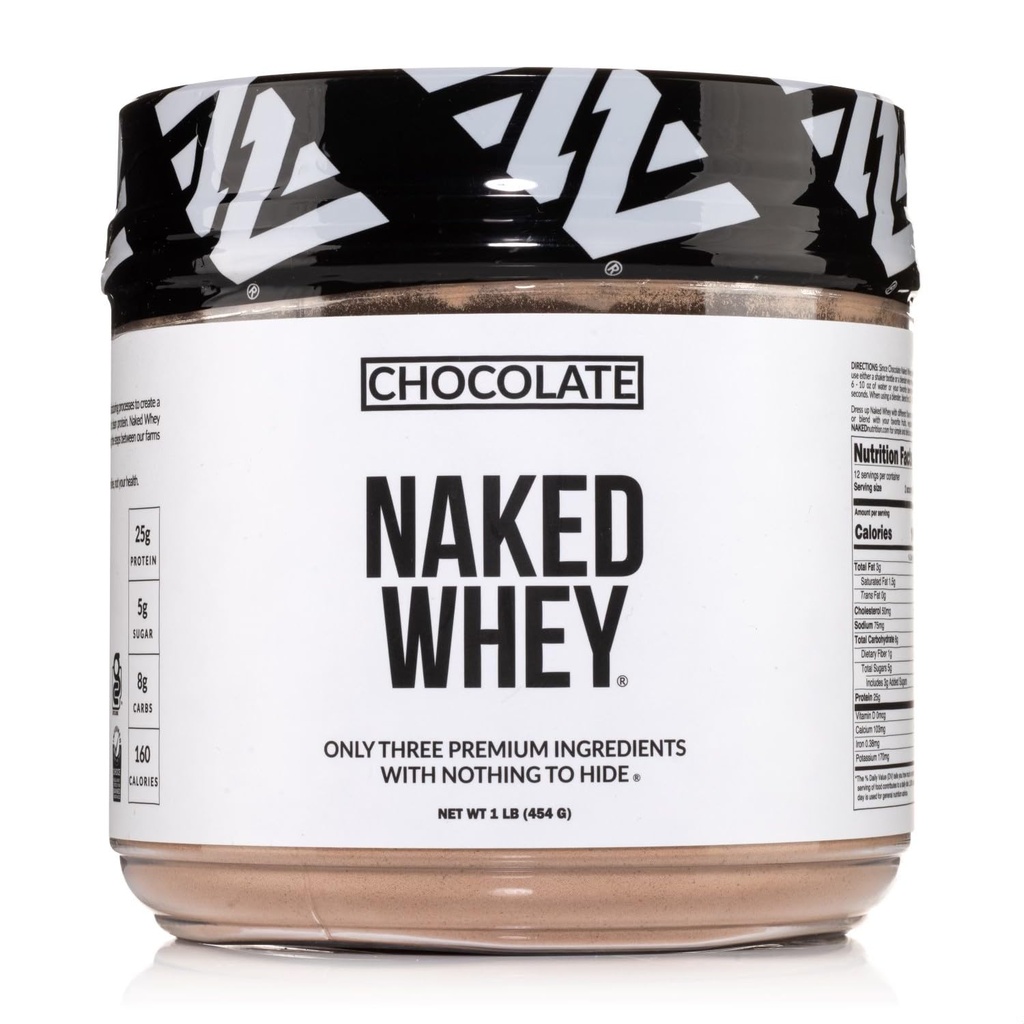 שוקולד NAKED 1LB - All Natural Grass פד אבקת חלבון Whey, אורגני Cacao, סוכר קוקוס - No GMO, No Soy, and Gluten Free, Growth and Recovery - 12 משרתים