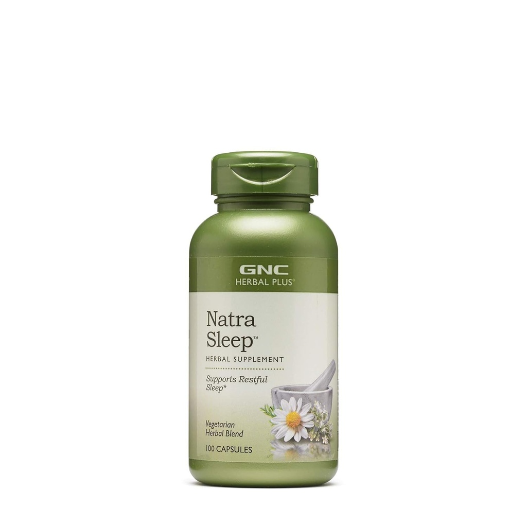 GNC Herbal Plus Natra Sleep Supplement, Vegetarian, תומך שינה שקטה, 50 משרתים
