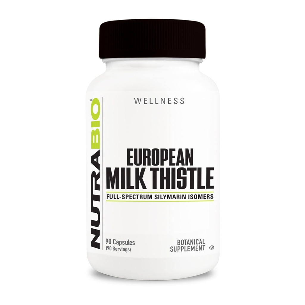 NutraBio European Milk Thistle תוסף, 241 מ"ג - תומך ביתרונות אנטי-חמצן ובבריאות, 90 קפסולות