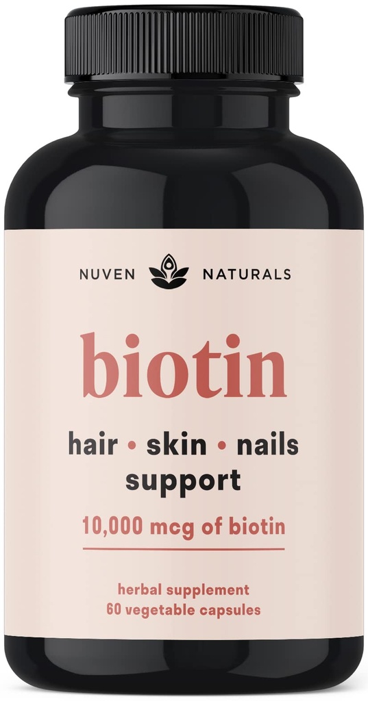 ויטמין שיער - biotin 10000 mcg עם ויטמין A, E, C, D & Fitogens כדי לתמוך שיער, עור & ריחות - תוסף ביוטין לבריאות וצמיחה | טבעוני, Non-GMO, Gluten Free | 60 קפסולות ו -30 משרתים