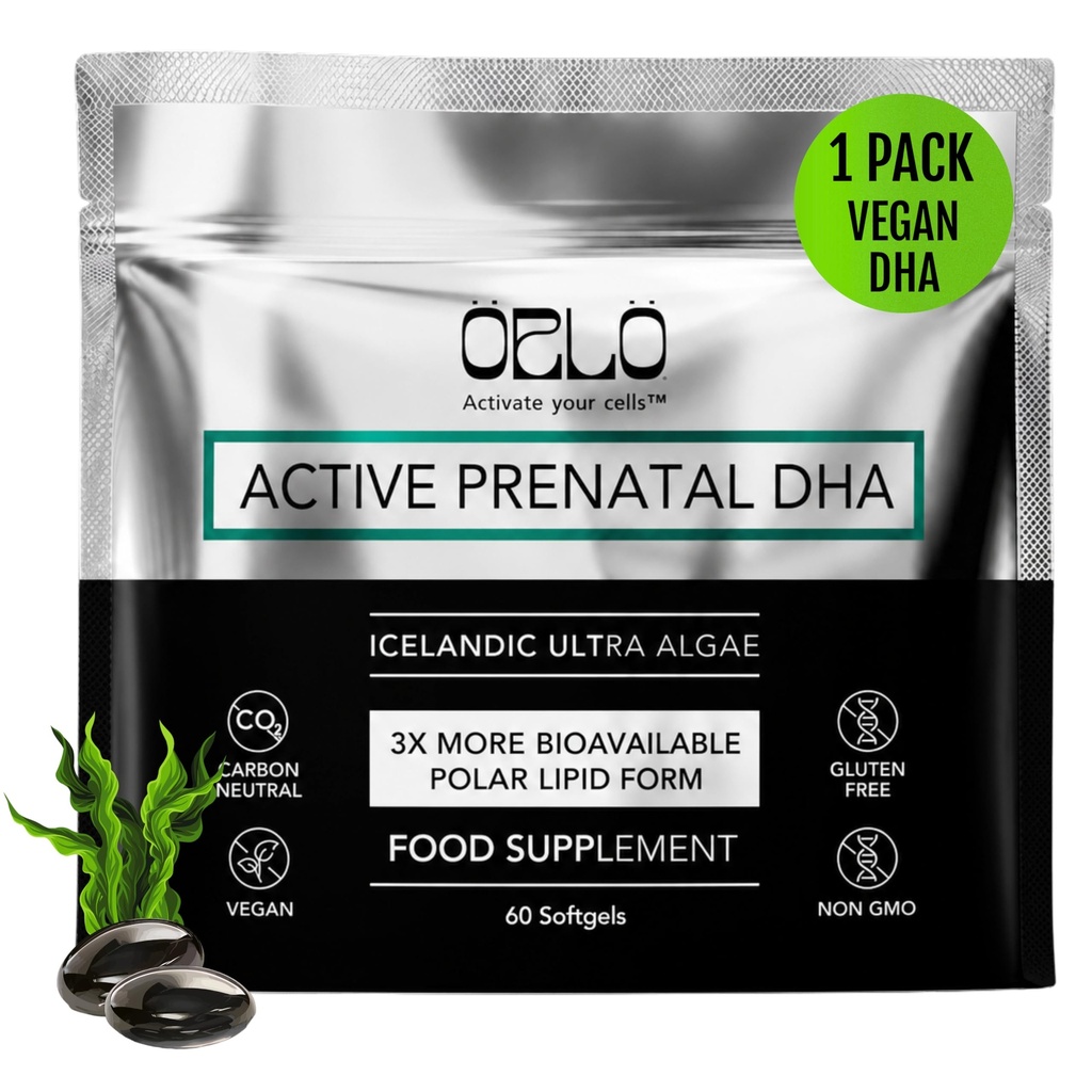 Orlo PRENATAL DHA - Prenatal DHA אומגה 3 תוסף - אומגה 3 - אומגה 3 - אומגה DHA & EPA - Algae אומגה 3 שמן - תומך בפיתוח המוח במהלך הריון ו Lactation (60 מיני Softgels)