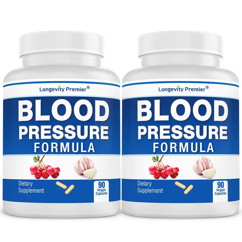 [2-Bottle Value Pack] Longevity Blood Pressure Formula - שגובשה באופן זמני עם הותורן ו-12+ איכות כל הצלעות הטבעיות