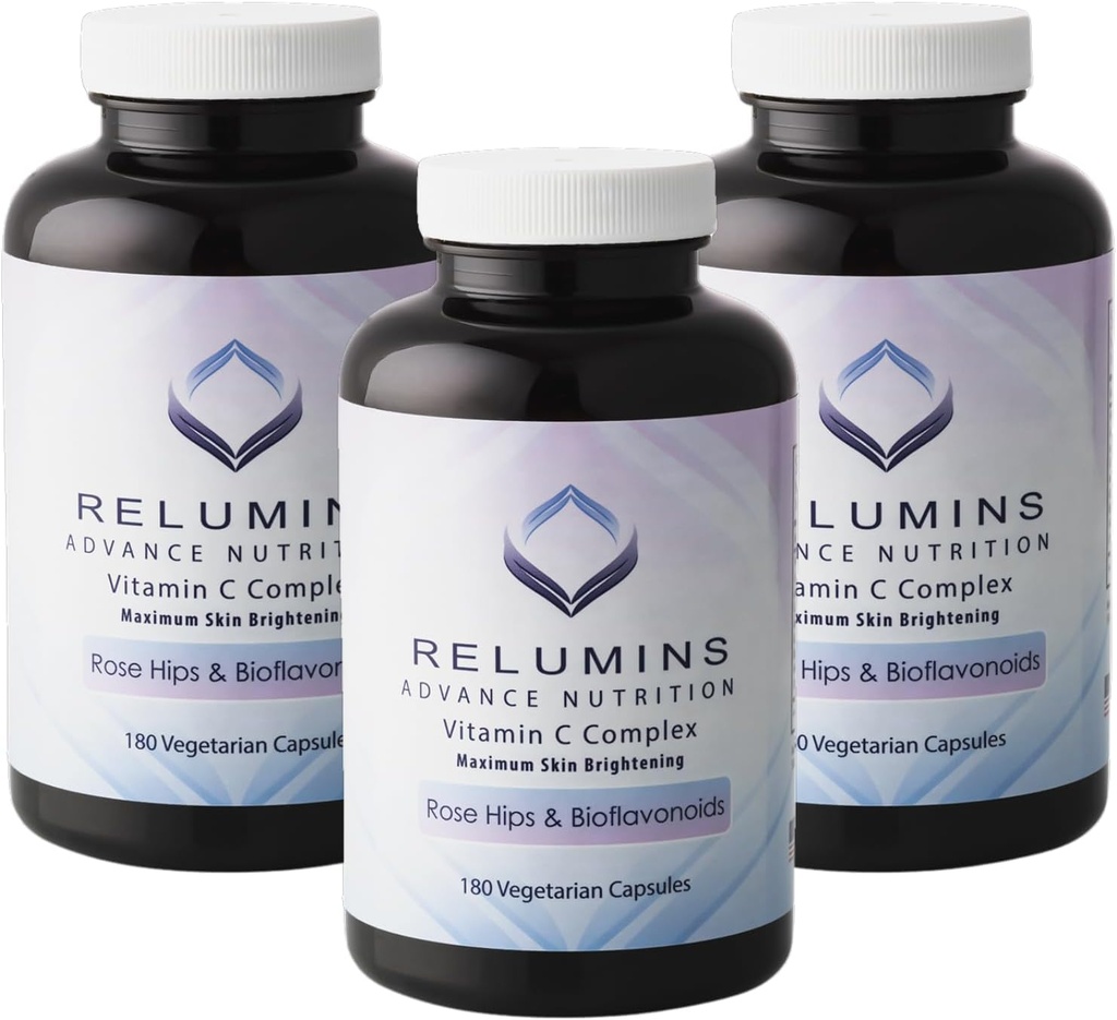 תוספי ויטמין C מתקדמים עם Rose HIPS - 1000 מ"ג של ויטמין C, Immune Support & Collagen הפקה, המיוצר בארה"ב - 180 קפסולות x 3 בקבוקים (9-Month Supply)