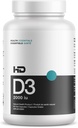HD MUSCLE HealthHD D3 | 2000o High Potency ויטמין D3 | פונקציונליות שרירים בריאה ושיקום | תמיכה בשומן | Calcium Absorption | 90 קפסולות