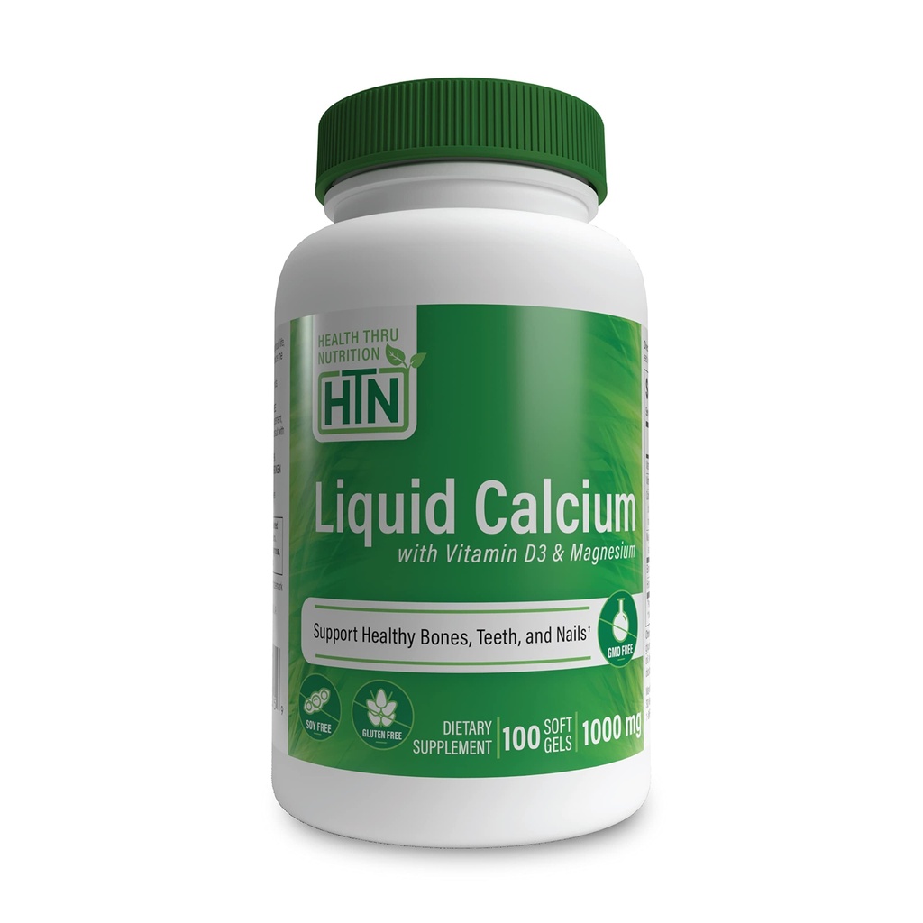 בריאות Thru Nutrition נוזלי Calcium 1000 מ"ג, מגנזיום 400 מ"ג, ויטמין D31,000o ו Boron | שחזור העצם וכוח עם 6 Calcium Complex | 3rd Party Tested | Non-GMO Gluten Free (Pack of 100)