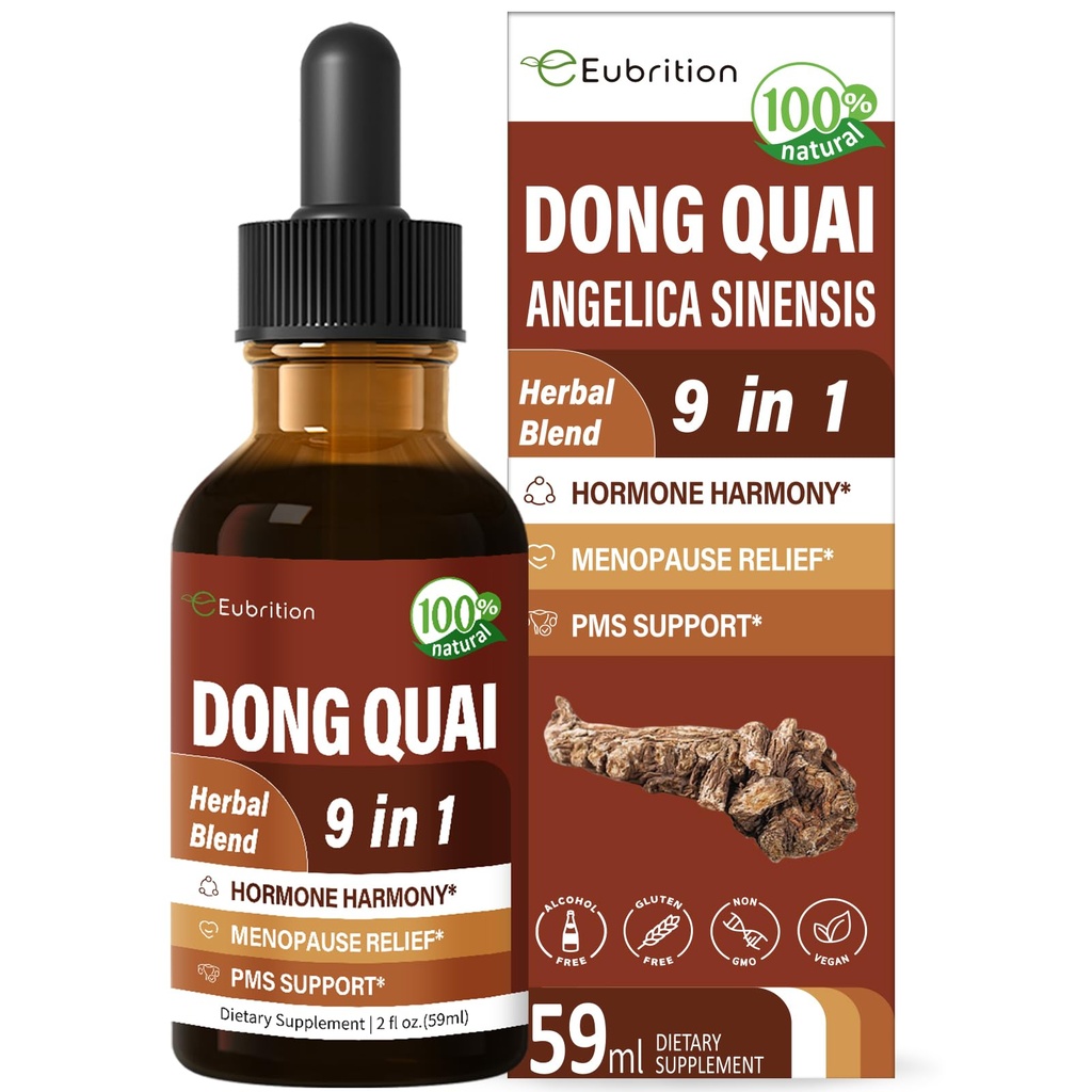 Dong Quai נוזל תוספת לנשים, Angelica Sinensis Root Extracting Tincture Support Menopause & PMS הקלה, Hot Flashes, Herbal Band טיפות עם Red Clover Fenugreek. 2oz