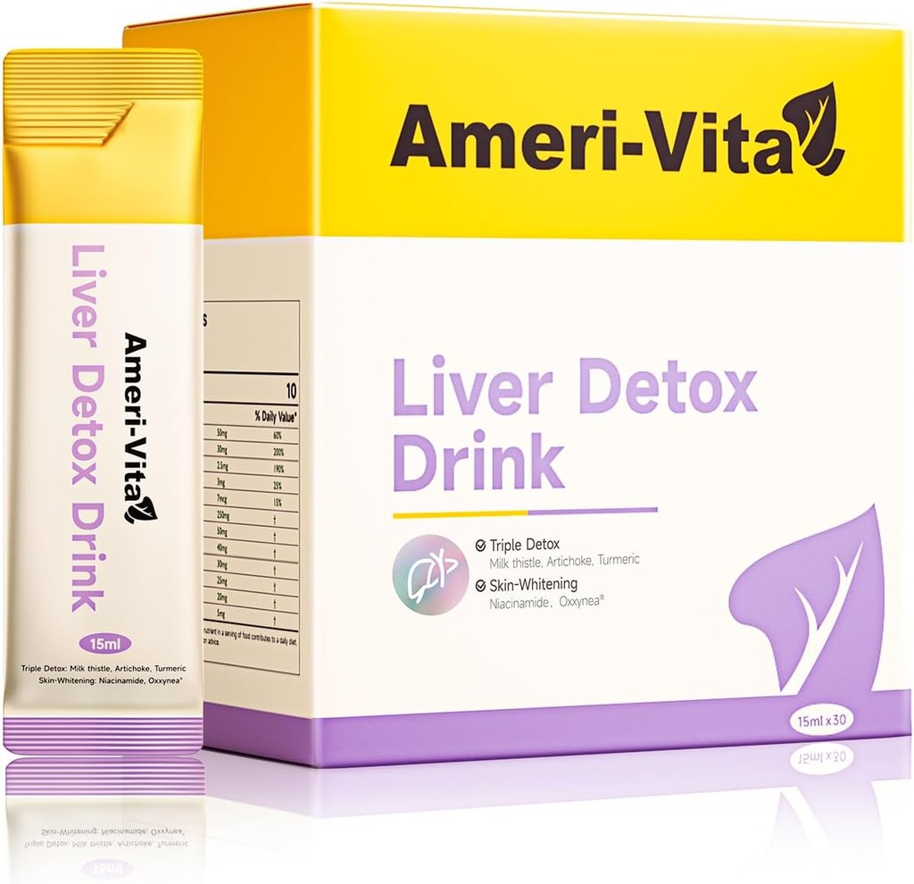 נוזל Liver Detox משקאות תוספת - חלב Thistle & Artichoke Extracts with Turmeric & Inositol - Natural Liver Health Support - סוכר חינם, non-GMO, Peach Flavor - 30 Sachets