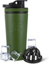 Ice Shaker Insulated Stainless Steel Shakerבק | 26oz, גרין | Cold for 30+ Hours | Insulated Cup with Twist-on Agitator
