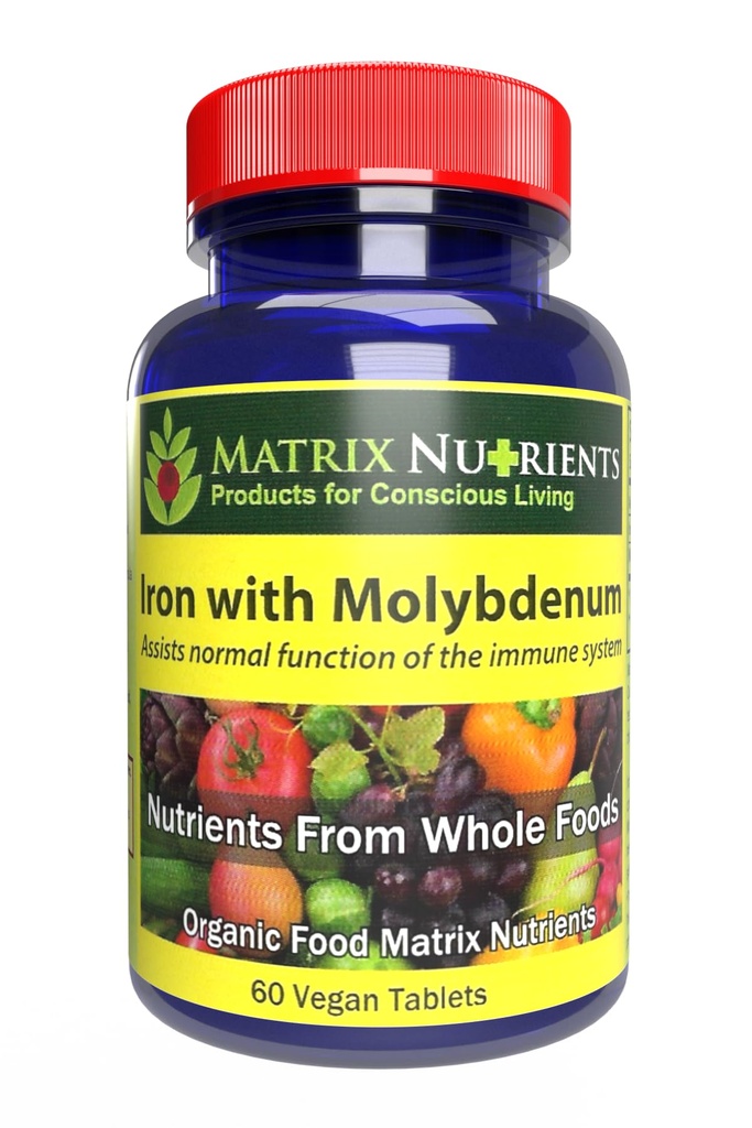 ברזל עם Molybdenum - Immune and Stress Support, ANTIOXIDANT Health, Assists with cell growth - 100% אורגני - טבליות טבעוניות (60ct)