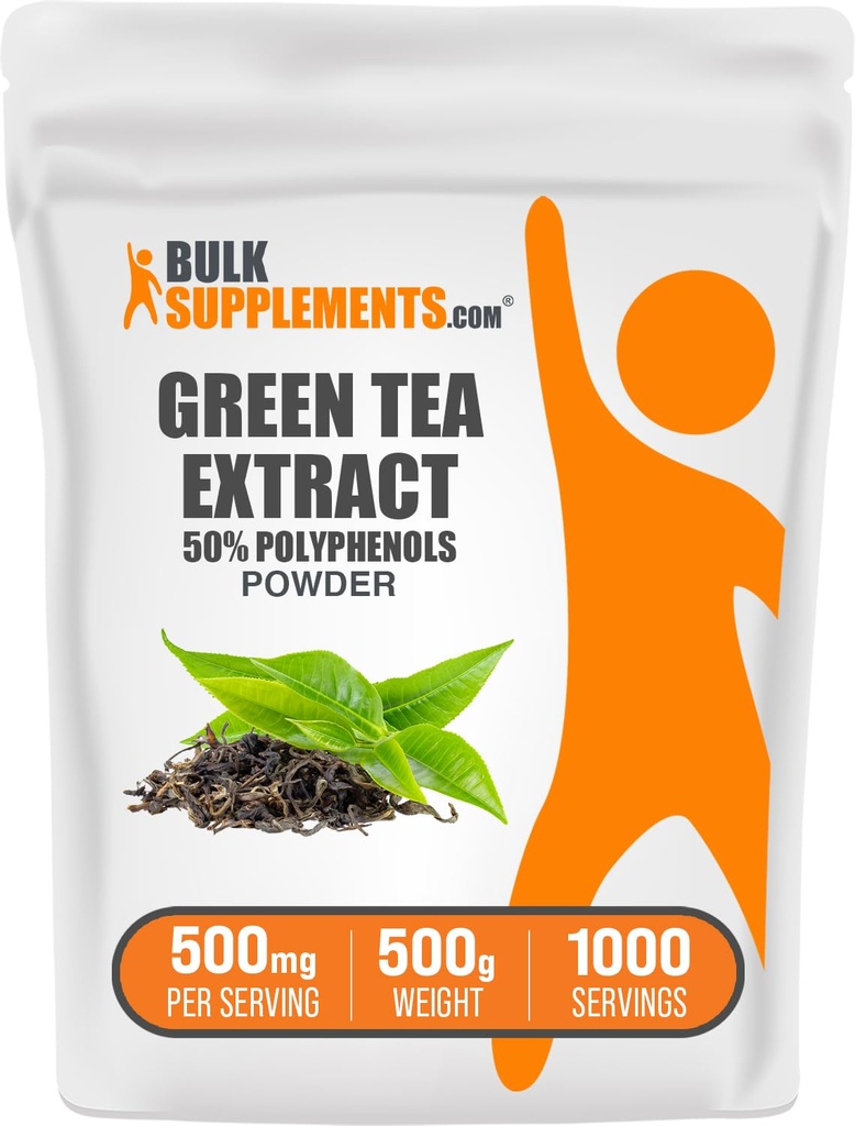 BulkSupplements.comgreen Tea Extracta - 50% Polyphenols תוסף, EGCG תוספי מזון - Gluten Free, 500 מ"ג למשרת, 500g (1.1 lbs) (Pack of 1)