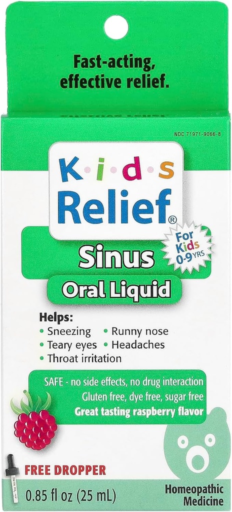 ילדים להקל על נוזל Sinus-Oral במשך ימים 0-9 שנים פטל, 0.85 Fl Oz