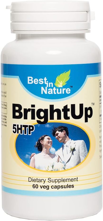 BrightUpTM-5 HTP - תוספת תמיכה נפשית בריאה עם תמצית Griffonia, Metabolite Intermediate בין Amino Acid L-tryptophan ו Serotonin.