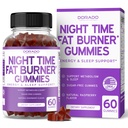 Night Time Burner Gummies (60 Count) Weight Loss & Metabolism - Sugar-Free - Delicious Raspberry Flavored Melaptored Melatonin תוספת חניכיים - בטוח - צד שלישי נבדק - Made in USA