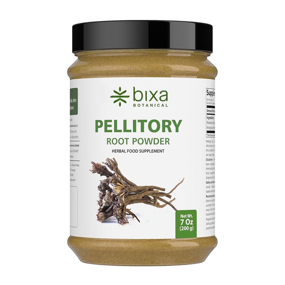 אבקת שורש דוקס BOTANICAL Pellitory | Anacyclus pyrethrum / Akara | Ayurvedic Herbal | 200 GMS / 7 OZ | Gluten Free, non-GMO, Steam Treated, Vegan, 100% טהור.