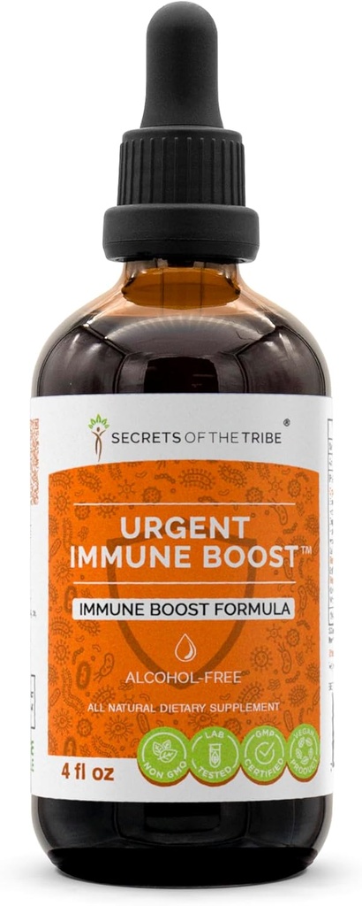 Orgent Immune Boost Alcohol-Free Extract, Tincture, Glycerite Elder, Echinacea, Honeysuckle, ג'ינג'ר, Horseradish, OSHA, Andrographis, Garlic, Wild Indigo. Immune Boost Formula (4 FL OZ)