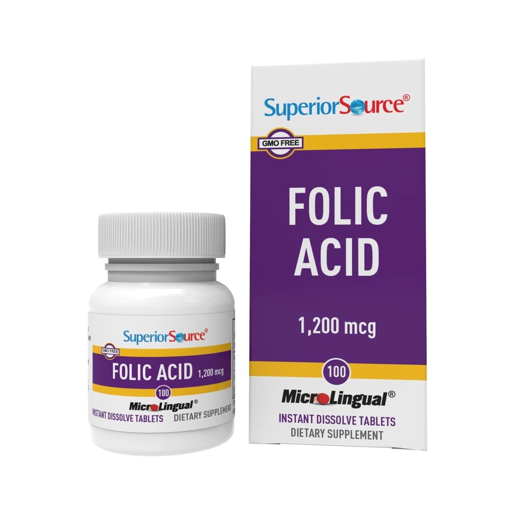 Superior Source Folic Acid 1,200 mcg, 100 Sublingual Tablets