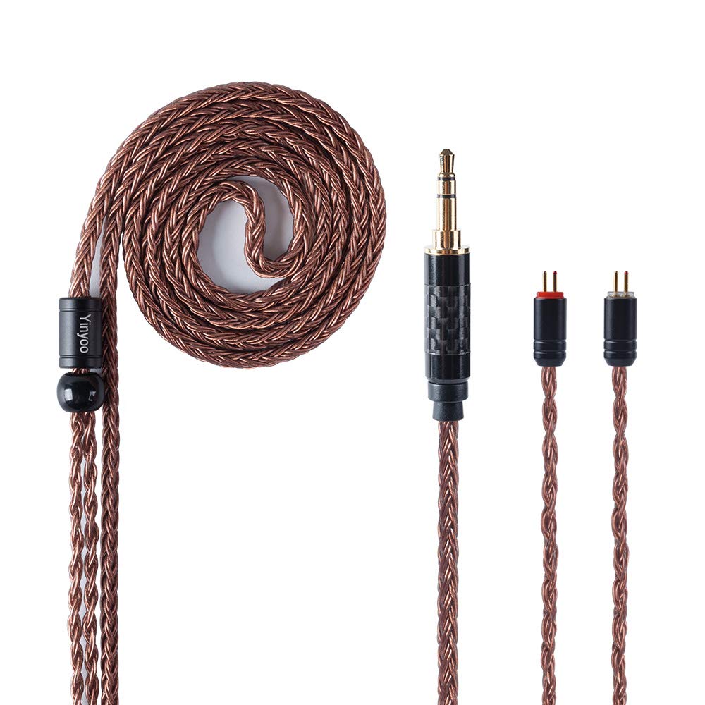 YINYOO אוזני החלפת כבל 16 Cores Single Crystal Copper Cable Earphone Cable עבור kz zst zs10-pro Zsn-pro-x-pro z10-pro-x dqs cca CRA c10 c12(2pins, 3.5mm ג')