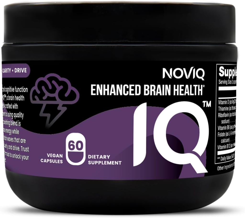 IQ - 11-in-1 Nootropic המוח תוספת: תמיכה זיכרון וקוגניציה - ביואקטיבי B-Complex w / 5-MTHF, L-theanine, L-Tyrosine, Bacopa, גינקו, Huperzine - טבעוני, Non-GMO, Caffeine חינם - 60 Countine חינם