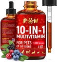 Cat Multivitamin - ויטמין B, C ו- D3 בצורת נוזל - 10 ב 1 ויטמין כלבים ותוספים כדי לעזור עם אלרגיות ו UTIs - ויטמין Cat עבור Skin & Coat - Glucosamine עבור HIPS & Joints - 2 Oz 2 Oz
