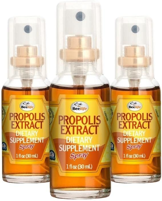 BeeLife Propolis Sore גרון הקלה Spray - Propolis Spray - תמיכה טבעית Immune, Helps Calm Cough & יבש, Itchyגרון - No Sugar - 3Pack