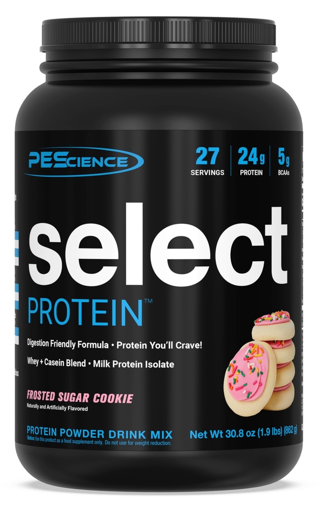 PEScience בחר אבקת חלבון, Whey ו- Casein, אבקת חלבון נקייה לנשים וגברים, קלוריות נמוכה, פחמימות נמוכות, Keto Friendly, Gluten Free - Frosted Sugar Cookie - 27 משרתים