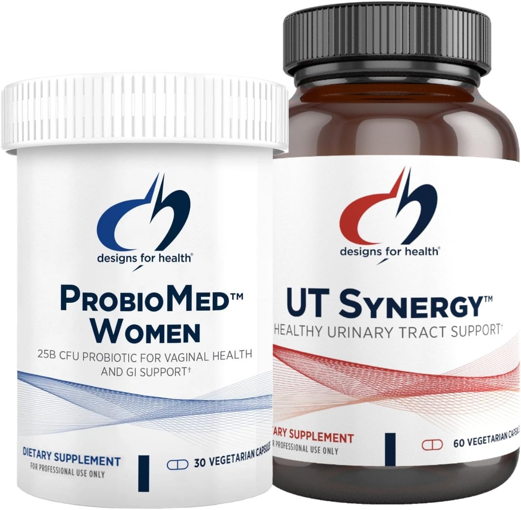 עיצובים לבריאות Vaginal Probiotic & UT תמיכה Bundle - ProbioMed Women Probiotic (30 קפסולות) עבור Gut Health & Vaginal pH, UT Synergy (60 קפסולות) Urinary Tract תמיכה עם Hibiscus & D-Mannosesesese