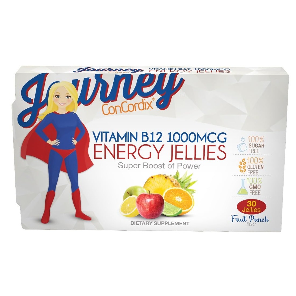 Bariatric Eating Journey 1000 mcg ויטמין B12 ללא סוכר, Jellies פירות Punch (30 הרוזן)