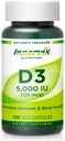 ויטמין D3 5000 IU - Boost Immune, Supportעצמות ושיניים, Easy to Swallow 120 Veg כמוסות