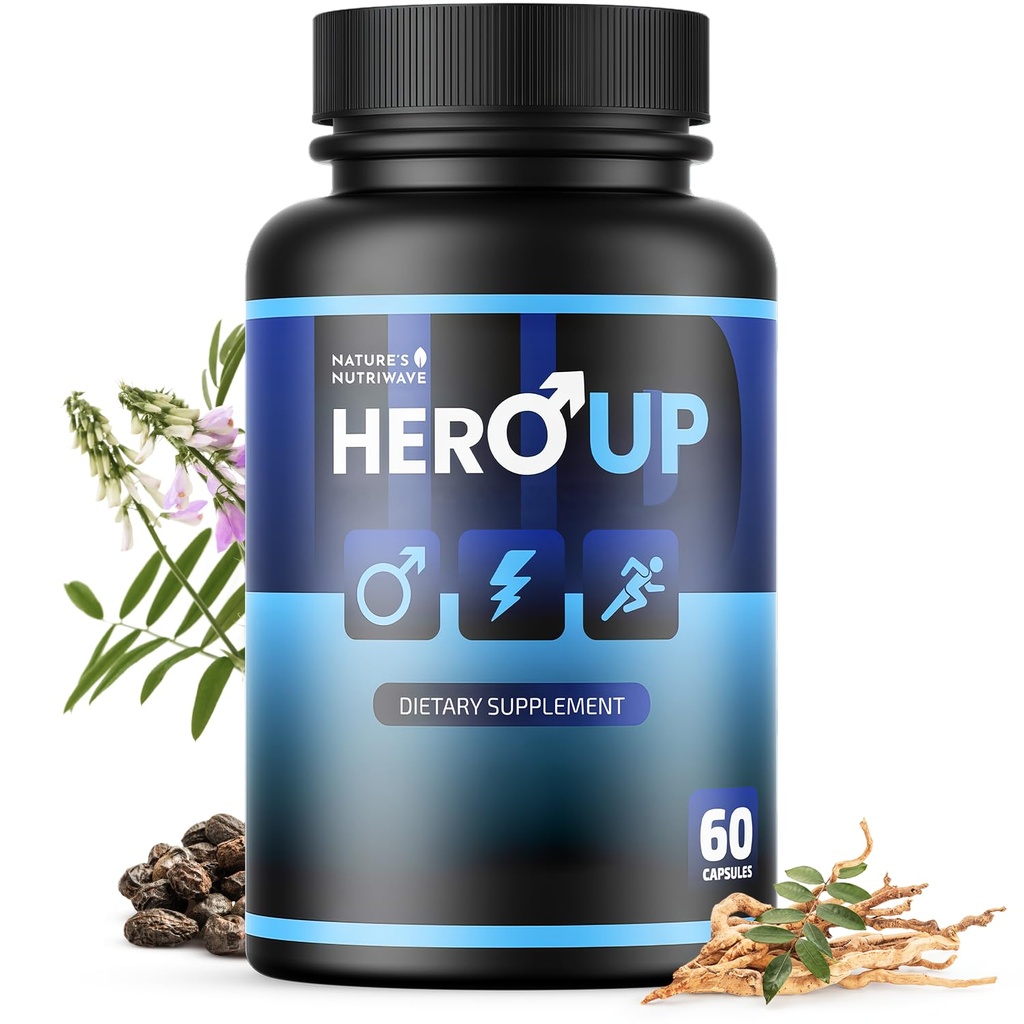 HeroUP - תוסף בריאות טבעי עם צמחי מבוסס צמחים - non-GMO, Stimulant-Free | Made in the USA, GMP-Certified | 60 קפסולות, 1 חודשים Suppypy