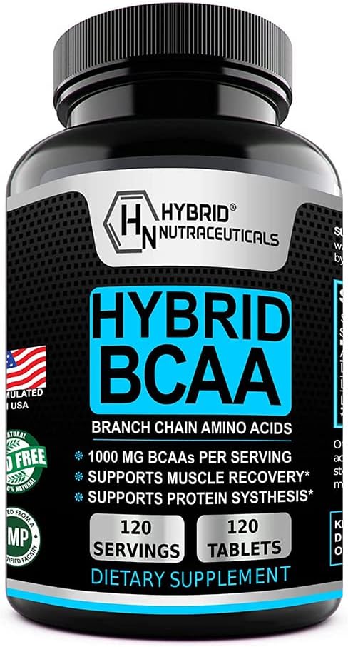 היברידי BCAA 1000 מ"ג - BCAAs Amino Acids תוספי - 2:1 L-Leucine, L-Isoleucine ו L-Valine - Non-GMO, טבעוני - 120 משרתים