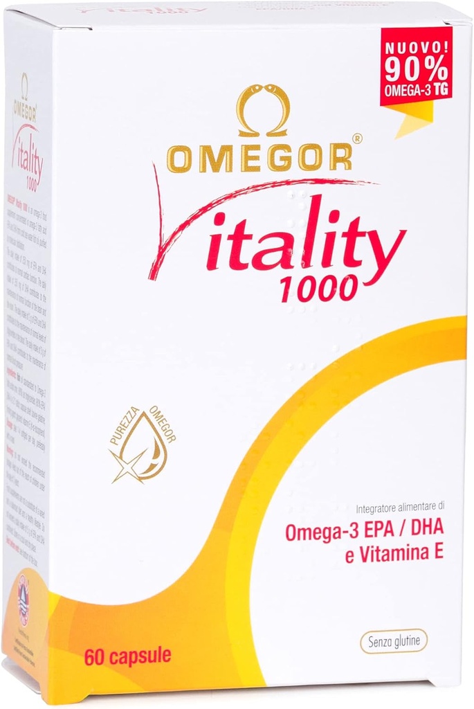 OMEGOR אומגה 3 שמן שמן שמן שמן תוספת IFOS מוסמך Vitality 1000 עם 800 מ"ג EPA ו DHA לקפסולה - No Fishy Aftertaste, non-GMO (60 Softgels)