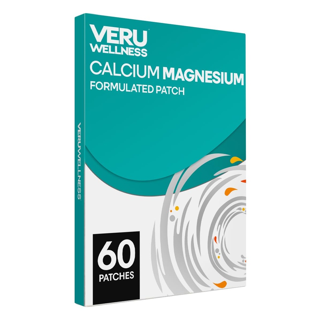 Veru Wellness Calcium Magnesium Plus Daily Patch - D3/K2 Calcium Bone Health Adhesive Time Release Patch