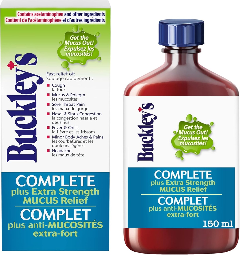 הבא Buckley's Complete 'MUCUS RELIEF' Syrup תוספת כוח להקלת COUGH - 150 מ"ל