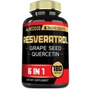 6in1 Trans Resveratrol תוסף עם Grape Seed, Milk Thistle ועוד - Resveratrol 1000mg - תמיכה עבור מערכת החיסון, בריאות הלב, ניהול גוף - 180 קפסולות