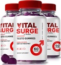 (3 Pack) Vital Surge Testo Gummies - Premium VitalSurge Gummies לגברים עם רכיבים נקיים לנהגי דלק, אמון וביצועים יומיומיים, Easy-to-Chew Tasty Vital Surge Me Gomitas (180 מסטיקים)