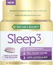Nature's Bounty Sleep3 Melatonin 10 מ"ג, כוח מקסימלי 100% תרופות חינם שינה, תוספת דיאטנית, L-theanine & Nighttime Herbal בלנדר טכנולוגיה, 60 טבליות טרי-Layered