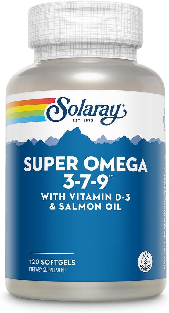 SOLAרי Super אומגה 3 7 9 תומך עור בריא, יותר EPA, DHA, חומצות שומן חיוניות של שמן דגים מיני Softgel, 120ct