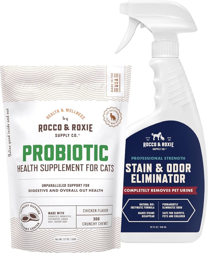 Rockco & רוקסי Cat Probiotics & Stain & Odor Eliminator Bundle
