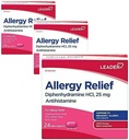 מנהיג Antihistamine אלרגיה הקלה Diphenhydramine HCl, 25 מ"ג מיני טבליות, 24 Count Pack של 3