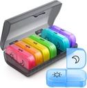 ZIKEE Weekly Pill מארגנת 2 פעמים ביום עם עיצוב פתיחה זהה, AMPM Pill Box 7 יום עם 7 מקרים של גלולות חד השגה עבור נסיעות, גלולות גדולות להחזיק תרופות, ויטמינים ושמן דגים