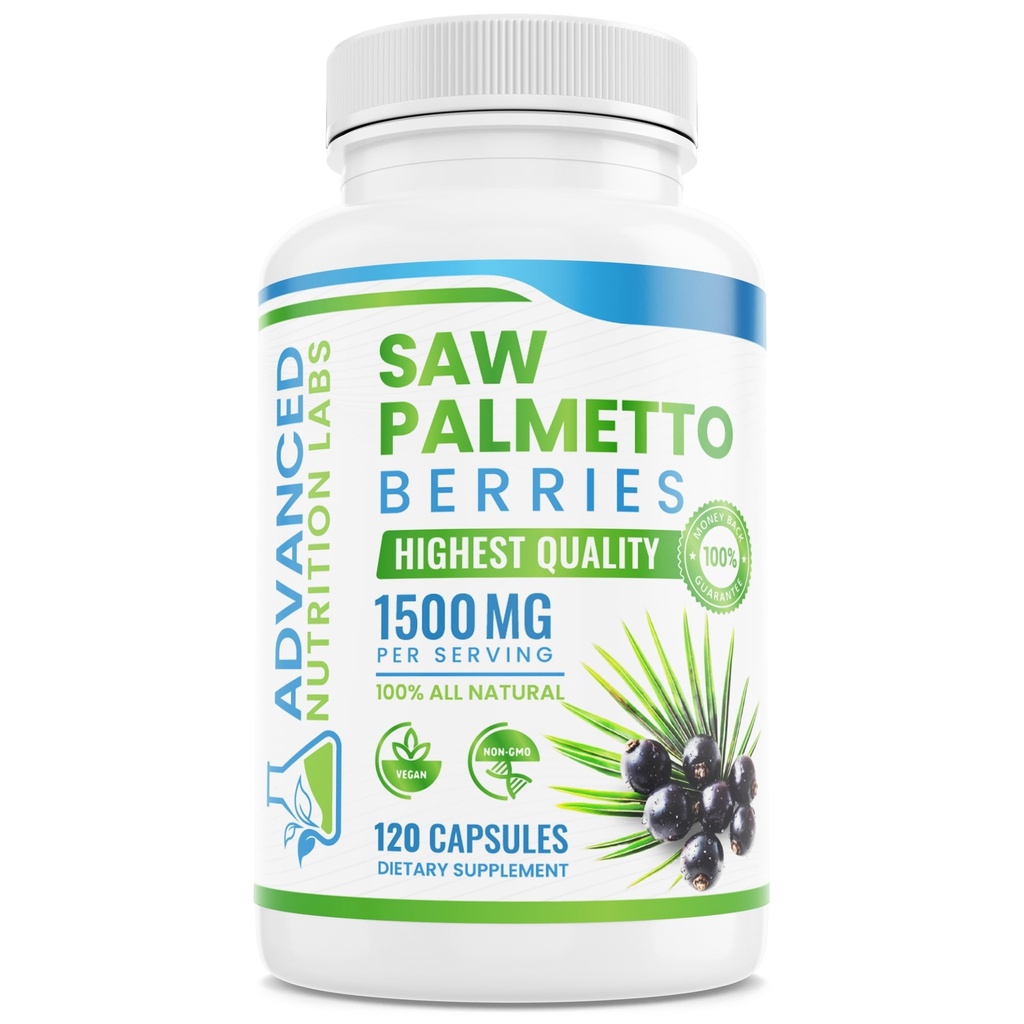 Saw Palmetto Berries & Extract - 1500 מ"ג ראו את תוסף פאלטו לגברים ונשים - DHT Bloer for Hair growth, Prostate Support & Urinary Health - 120 קפסולות טבעוניות