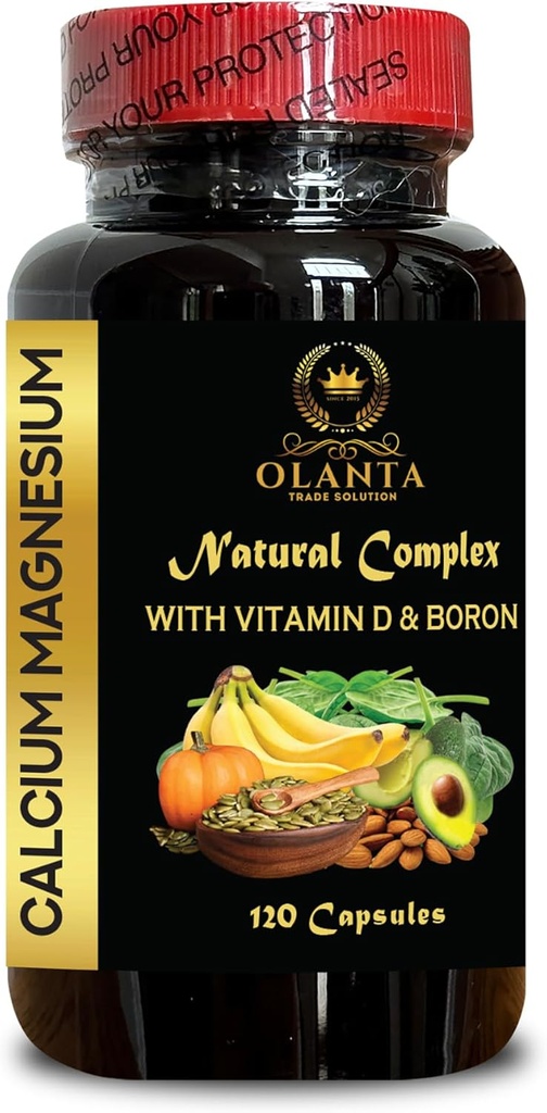 Calcium Magnesium Complex - Immune תומך בויטמינים, תוספי Calcium עבור נשים מעל 50, בון בונה תוספת, מינרלים לתמיכה העצם, Gluten Free, non-GMO - 1 בקבוק 120 קפסולות