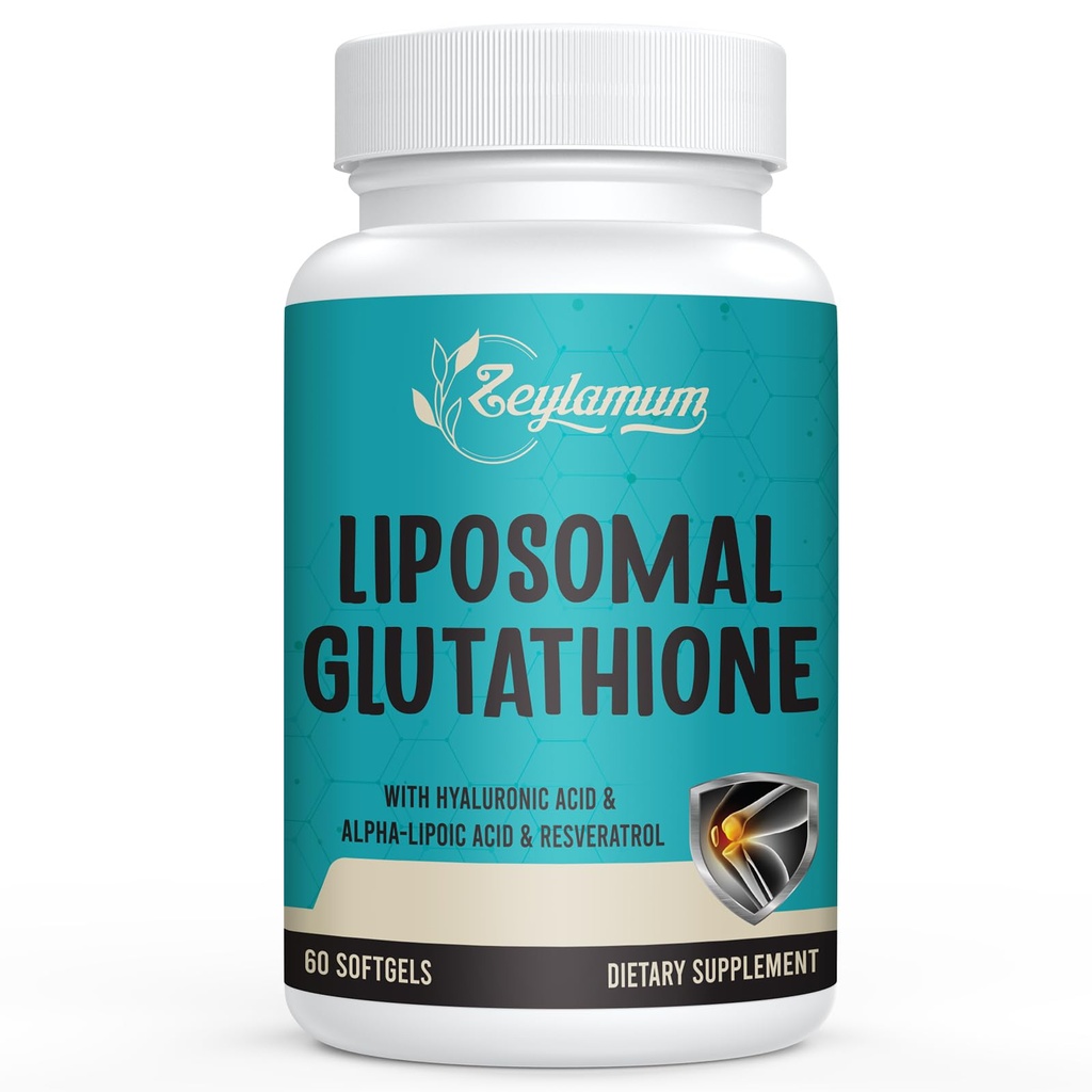 2400 MG Liposomal Glutathione Softgels, Max Absorption, Active Form L-Glutathione מופחת (GSH), עם Hyaluronic Acid, Resveratrol, Master Antioxidants for Detox, Brain, Immune System, 60 Softgels Softgels