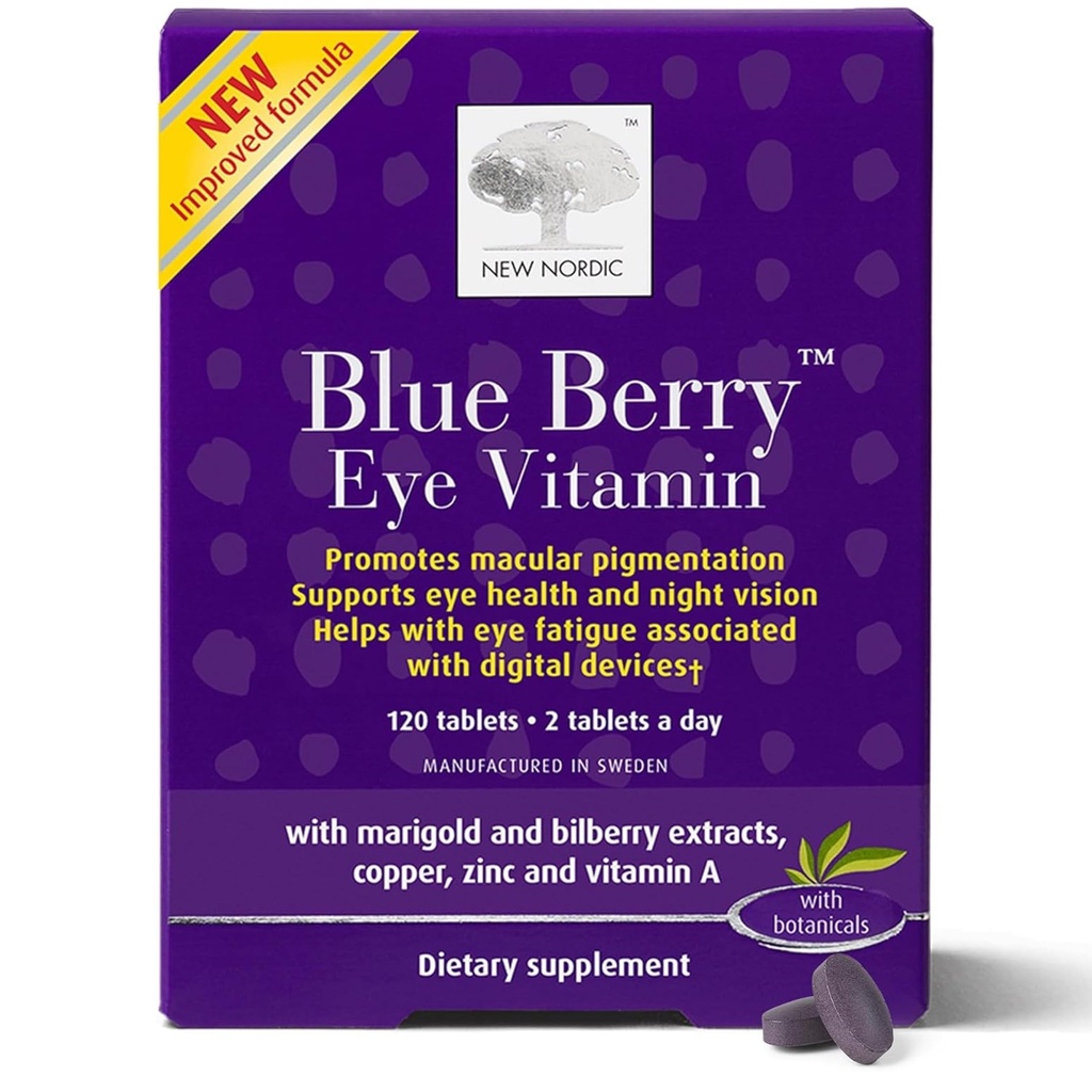 חדש NORDIC Blue Berry עין ויטמין Lutein תוסף עם Zinc, תומך Macular Pigmentation, Eye & Vision function, 120 טבליות (Pack of 1)
