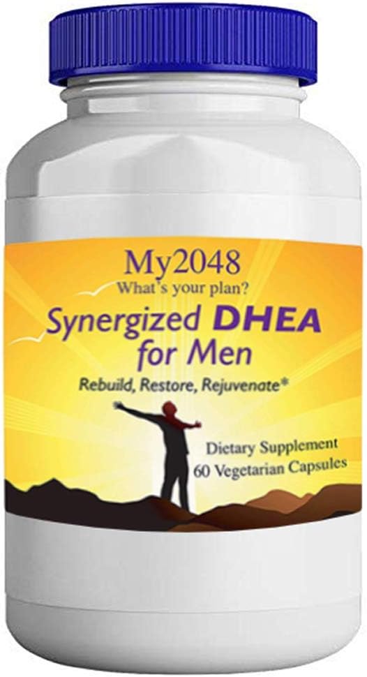 DHEA for Men - My2048 Synergized in Vegetarian קפסולות, 60 Count, Hormonal Balance, כולל 25 מ"ג DHEA, 50 מ"ג אלפא-ליפוic Acid ו 50 מ"ג DIM Diindolymethane