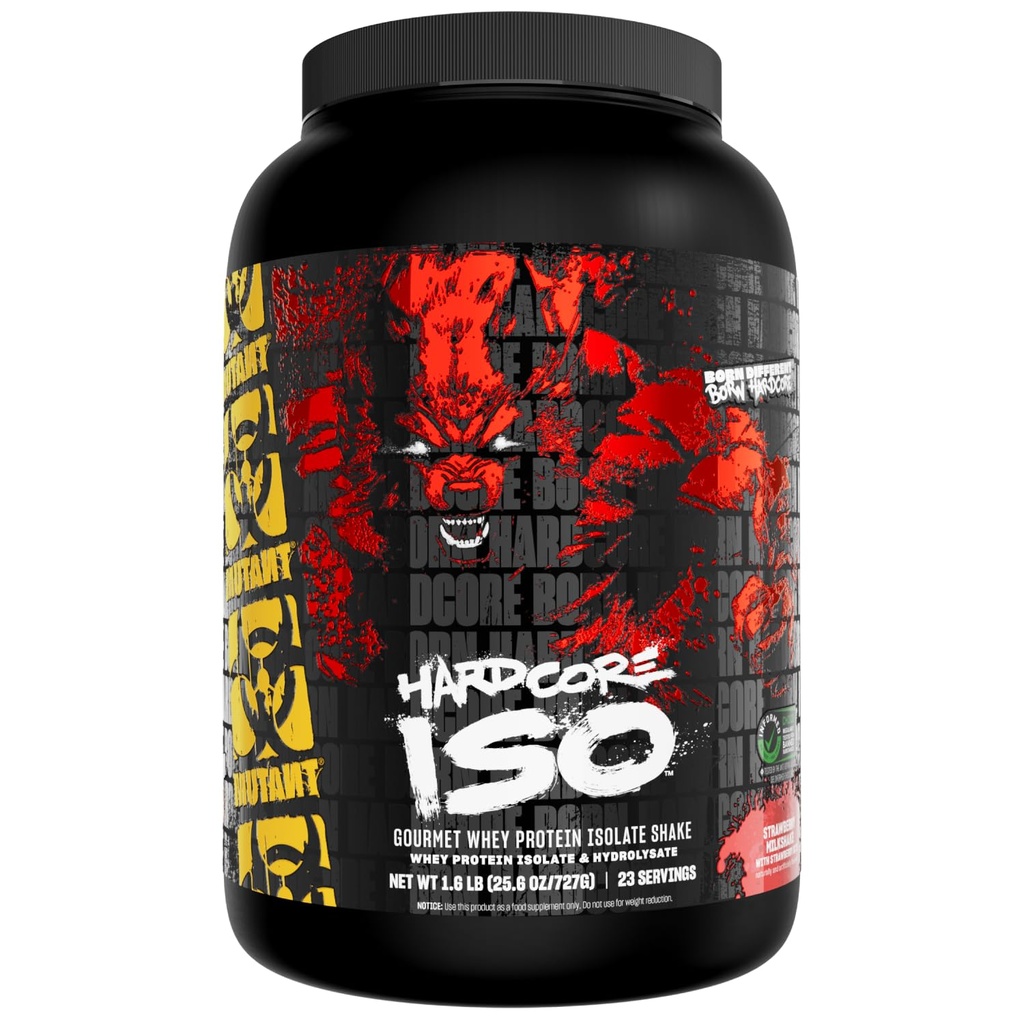 המוטאנט ISO Surge Whey חלבון Isolate אבקה לפעול מהר כדי לעזור לשחזר, לבנות שריר, בולק וכוח, 1.6 lb - Strawberry Milkshakeke