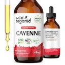 Wild & Organic Cayenne Pepper Tincture - תמיכה תזונתית עם פלט Capsaicin - קייאן פפר טיפות עבור בסך הכל - טבעוני, סוכר ואלכוהול חינם - 4 fl oz