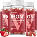 תוספי ברזל מסטיק לילדים ונשים - Multivitamin עם ברזל עבור דם בריא, ויטמין גדול חניכיים עם ויטמין C עבור Max Absorption - סטרויברי (3 Packs)